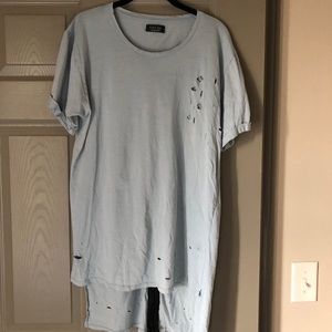 Distressed long line shirt